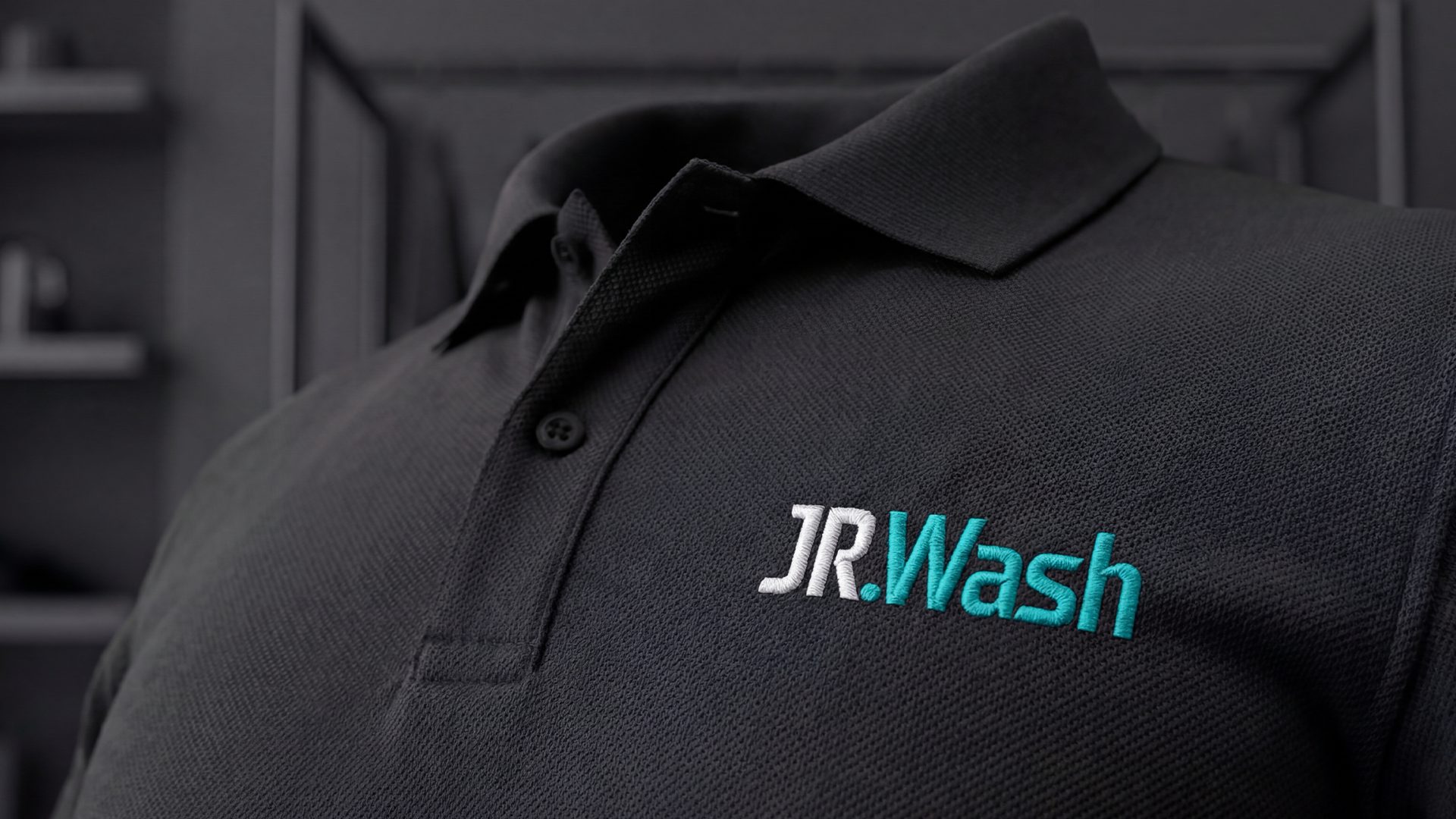 Detalhe do bordado na polo JR.Wash